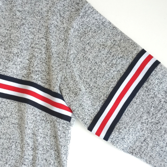 Gaze Women's Soft Grey w Red Blue & White Racer Stripes Long Sleeve Sweater S - Picture 7 of 10